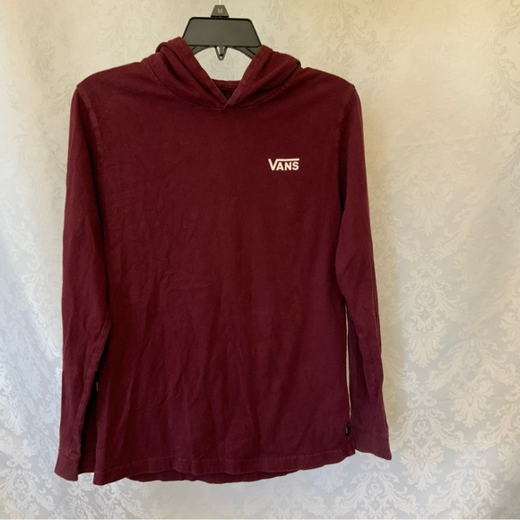 Vans Boys Long Sleeve T-Shirt with hood! Maroon/Burgundy SZ (XL) - Picture 2 of 6